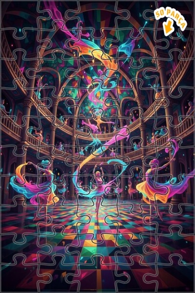 Teona Ahşap لغز خشبي فني تجريدي ملون من بالي إيشور، 50 قطعة، 15×25