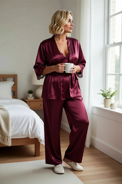 BENERLY Γυναικείο σετ πιτζάμες με λαιμόκοψη V, μακρυμάνικο, κανονική εφαρμογή...