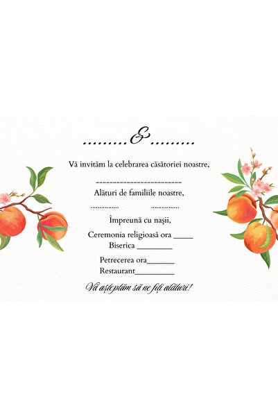 OEM Set 10 Invitatii nunta 10x15 cm cu plic, Model 43