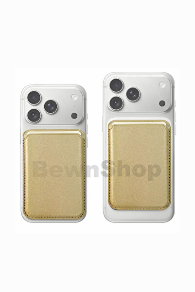 bewn iPhone için MagSafe özellikli Mikro Dokuma Cüzdan Gold
