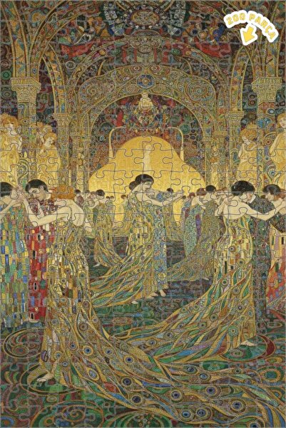 Teona Ahşap Gustav Klimt Öpücük Altın Yaldızlı Mozaik Çift katlı Çerçeveli Ah...