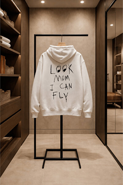 VANTINA سويت شيرت للجنسين I Can Fly Back مطبوع بغطاء رأس