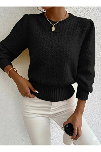 nedo7    Women's Long Sleeve Crew Neck Knitwear Blouse
