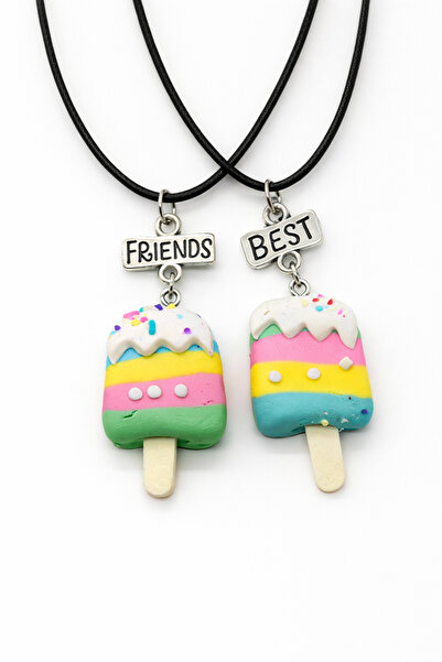 MakeWell Gökuşağı Panda Dondurma Unicorn Donut Tasarımlı 2'li Kolyeler