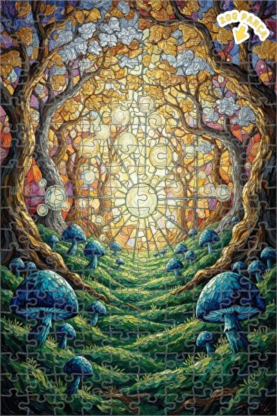 Teona Ahşap لغز خشبي مؤطر بطبقتين بمظهر لوحة زيتية لشمس الغابة الغامضة 200 قط...