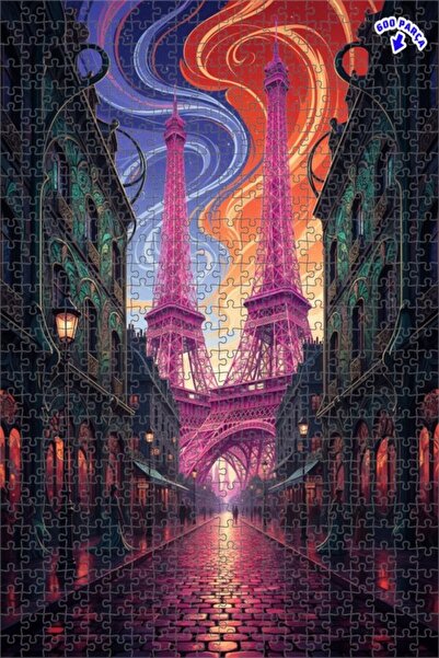 Teona Ahşap لغز خشبي مؤطر بطبقتين بتصميم فني يشبه لوحة زيتية لليلة باريس السا...