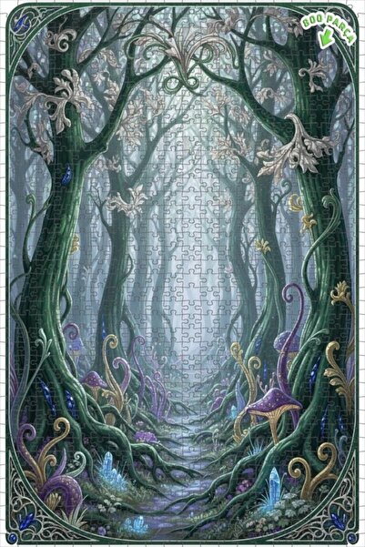 Teona Ahşap لغز خشبي مؤطر بطبقتين بمظهر لوحة زيتية سحرية من الغابة الغامضة 80...