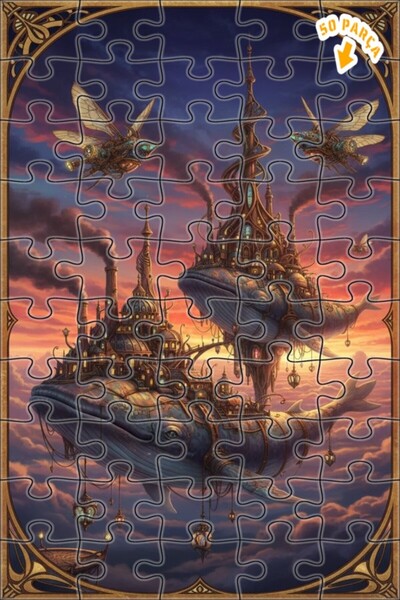 Teona Ahşap لغز خشبي مُركّز على شكل حوت السماوية السحرية مكون من طبقتين 50 قط...