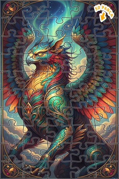 Teona Ahşap لغز خشبي رائع ذو إطار مزدوج الطبقات بمظهر خيالي على شكل جريفين ذو...