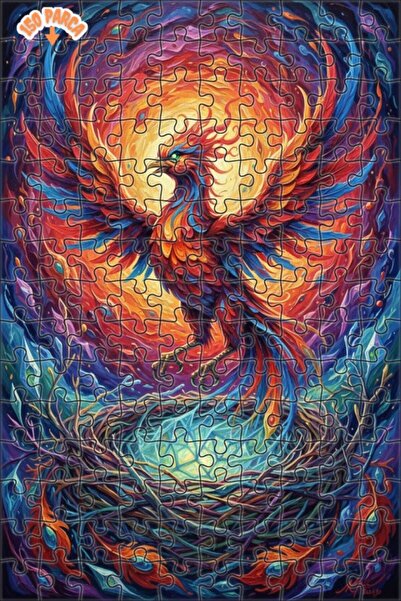 Teona Ahşap The Legend of the Flames Rising Oil Painting Look Double-Deck Fra...