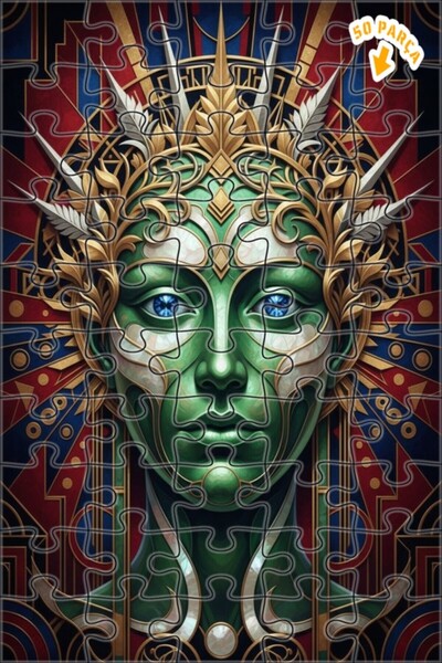 Teona Ahşap لغز خشبي بإطار من طابقين بتصميم آرت ديكو على شكل إلهة خضراء 50 قط...