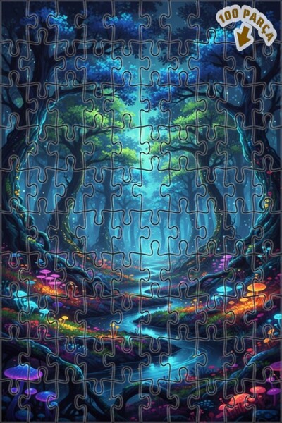 Teona Ahşap لغز خشبي بتصميم فطر الغابة السحرية اللامعة بمظهر اللوحات الزيتية ...