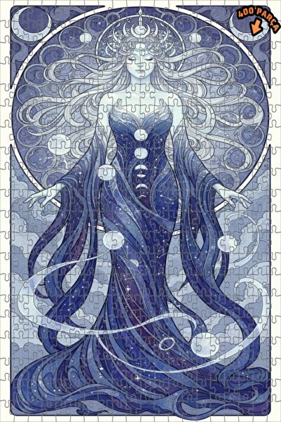 Teona Ahşap لغز خشبي مؤطر بطبقتين بمظهر الألوان المائية لإلهة القمر الغامضة 4...