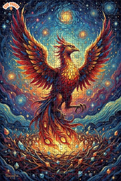 Teona Ahşap لغز خشبي مؤطر بطبقتين بمظهر لوحة زيتية فنية لطائر العنقاء 500 قطع...