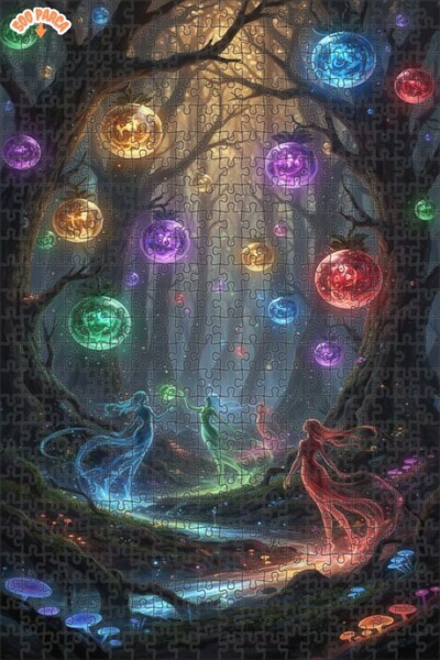 Teona Ahşap أضواء الغابة السحرية، لوحة خشبية مؤطرة ذات طابقين بمظهر اللوحات ا...