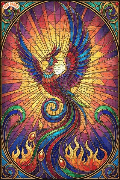 Teona Ahşap لغز خشبي رائع بإطار مزدوج الطبقات من الفن الزجاجي الملون على شكل ...