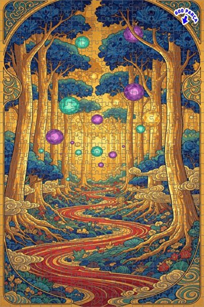 Teona Ahşap لغز خشبي مؤطر بطبقتين من مسار الغابة الخيالية 600 قطعة 50×35