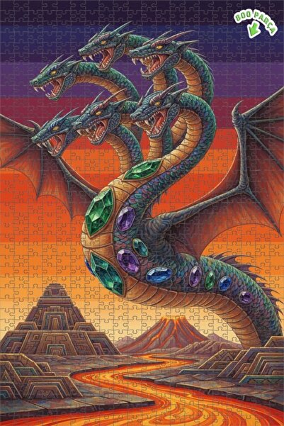 Teona Ahşap لوحة فنية خشبية مكونة من خمسة رؤوس للتنين، مكونة من طبقتين، 800 ق...