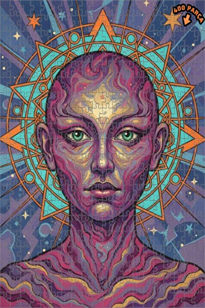 Teona Ahşap لغز خشبي بإطار مزدوج الطبقات بتصميم بوابة سايكيديليك بمظهر لوحة ز...