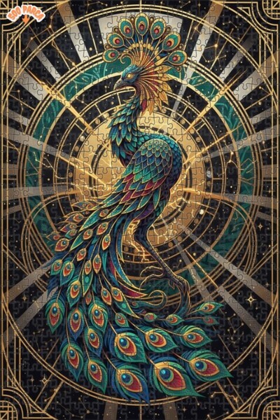 Teona Ahşap لغز خشبي مؤطر بطبقتين من فن الطاووس السحري 500 قطعة 50x30