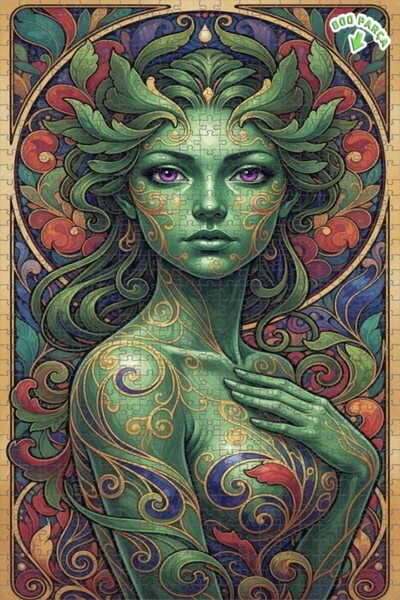 Teona Ahşap لغز خشبي بإطار مزدوج الطبقات بمظهر لوحة زيتية يشبه الجنة الخضراء،...