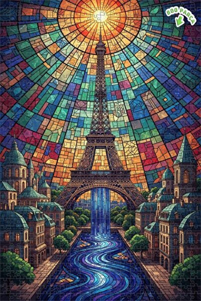 Teona Ahşap لغز خشبي بإطار مزدوج الطبقات مع منظر برج إيفل في باريس ونافذة زجا...