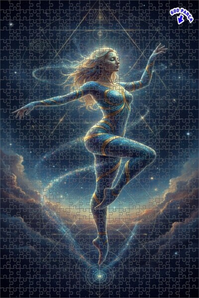 Teona Ahşap لغز خشبي بإطار مزدوج الطبقات بمظهر راقص فضائي 600 قطعة 50×35