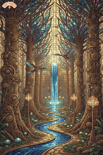 Teona Ahşap لغز خشبي مؤطر بطبقتين لشلال الغابة الغامضة 500 قطعة 50×30