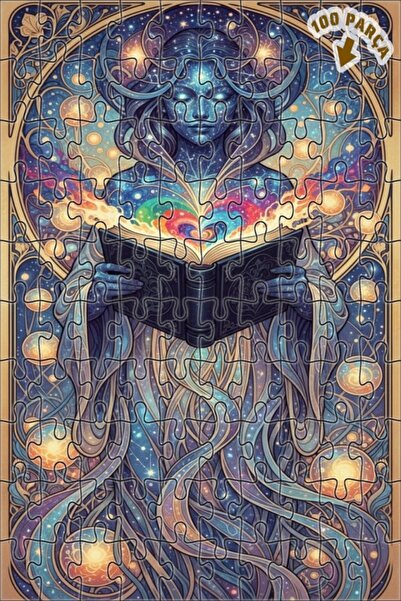 Teona Ahşap كتاب الحكمة الكونية، لغز خشبي بتصميم آرت نوفو بمظهر لوحة زيتية، 1...