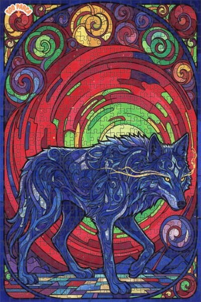 Teona Ahşap لغز خشبي مؤطر بطبقتين بنمط الذئب السحري 500 قطعة 50x30