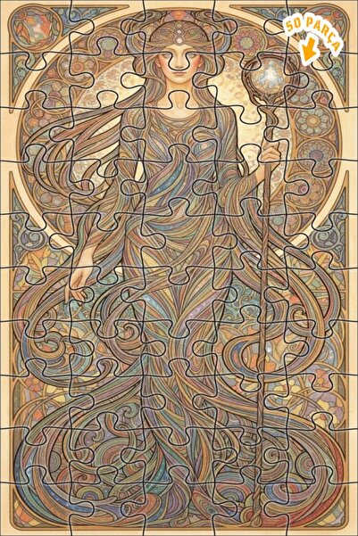 Teona Ahşap لغز خشبي بتصميم فني حديث يصور امرأة بأسلوب اللوحات الزيتية 50 قطع...