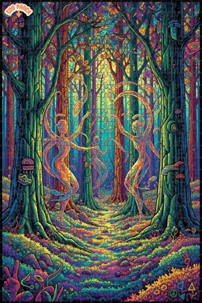 Teona Ahşap لغز خشبي مؤطر بطبقتين من راقصي الغابة السحرية 500 قطعة 50x30