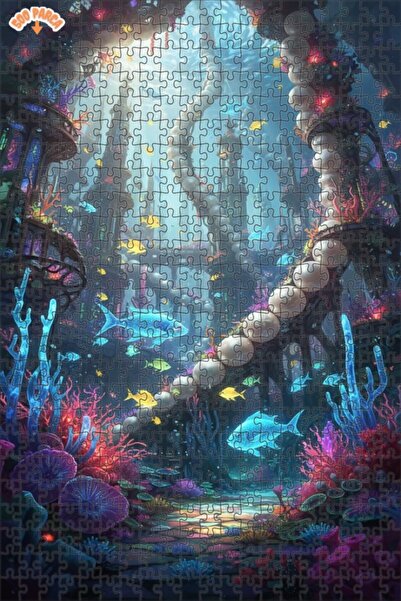 Teona Ahşap لغز خشبي بمظهر لوحة زيتية لمدينة المحيط الغامضة 500 قطعة 50×30