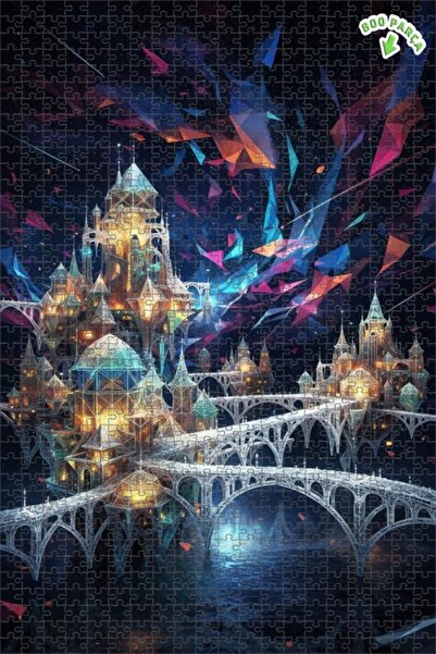 Teona Ahşap لغز خشبي رائع بإطار مزدوج الطبقات بمناظر المدينة الكريستالية وفن ...