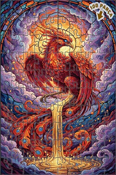 Teona Ahşap لغز فني على شكل طائر الفينيق يرتفع بأجنحة لهب، بمظهر لوحة زيتية، ...