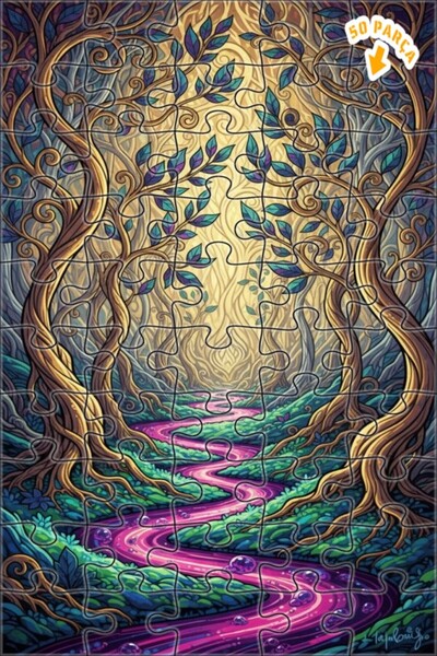 Teona Ahşap لغز خشبي مؤطر بطبقتين من ماركة ماجيكال فورست ريفر 50 قطعة 15×25