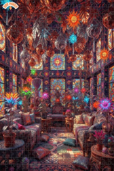 Teona Ahşap Bohemian Art Double Layer Framed Wooden Puzzle 500 Pieces 50X30