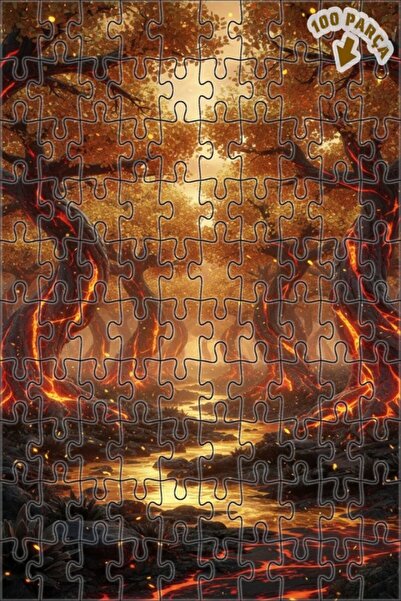 Teona Ahşap لغز خشبي بإطار مزدوج الطبقات بمظهر لوحة زيتية لغابة البركانات 100...