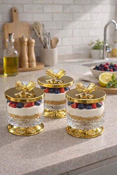 Kitchen Smile Μπολ με χρυσά πόδια και καπάκι πεταλούδας 3'