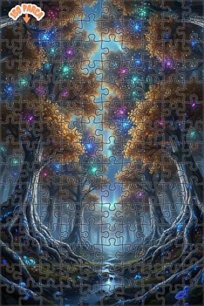 Teona Ahşap لغز خشبي بإطار مزدوج الطبقات بمظهر لوحة زيتية يشبه أضواء الغابة ا...