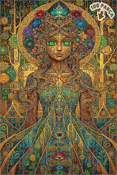 Teona Ahşap لغز خشبي مؤطر بطبقتين بمظهر لوحة زيتية لإلهة الغابة السحرية 100 ق...