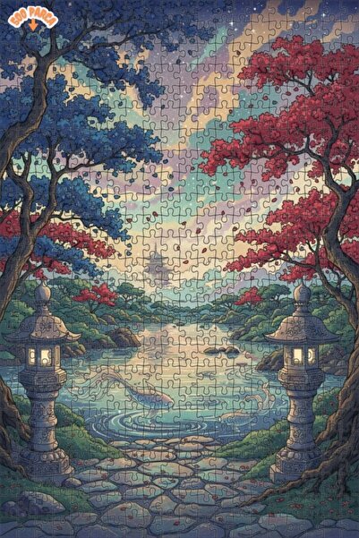 Teona Ahşap لغز خشبي ياباني بتصميم أسماك الكوي الملونة بمظهر اللوحات الزيتية ...