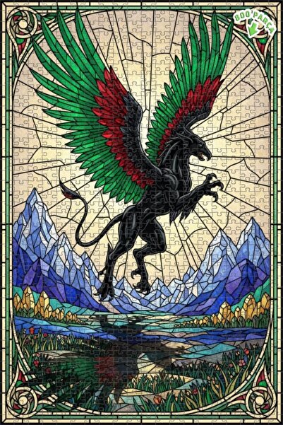 Teona Ahşap لغز خشبي بإطار مزدوج الطبقات من نوع زمرد كانافتلي بلاك غريفين 800...