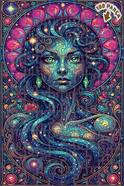 Teona Ahşap لوحة زيتية لصورة امرأة فلكية، لغز خشبي مؤطر بطبقتين، 100 قطعة، 25×25