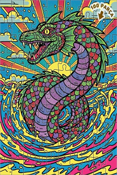 Teona Ahşap لغز خشبي بإطار مزدوج الطبقات من Crazy Dragon Pop Art 100 قطعة 25x25