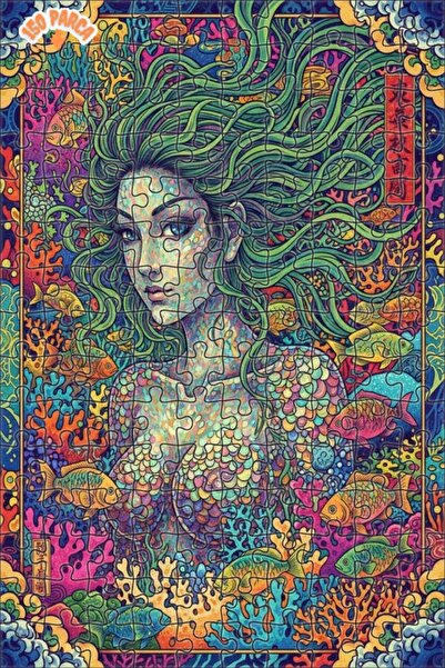 Teona Ahşap لغز خشبي بإطار مزدوج الطبقات بمظهر عمل فني لحورية البحر 150 قطعة ...