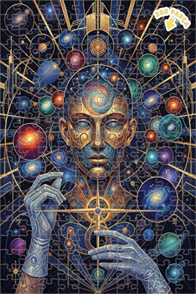 Teona Ahşap لغز خشبي بمظهر طباعة آرت ديكو للحكمة الكونية 200 قطعة 25×35