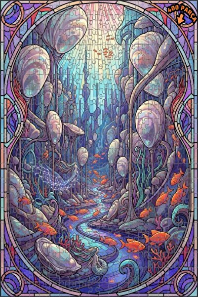 Teona Ahşap لغز خشبي مؤطر بطبقتين بمظهر فسيفساء فني ساحر لحورية البحر 400 قطع...