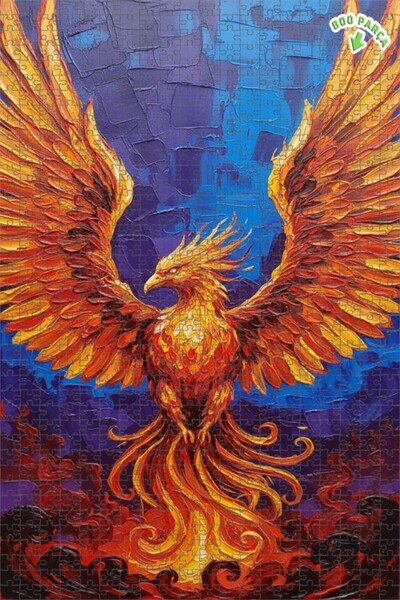 Teona Ahşap لغز خشبي بإطار مزدوج الطبقات بمظهر لوحة زيتية لطائر الفينيق يرتفع...