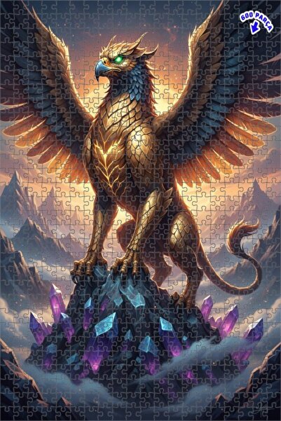 Teona Ahşap 600 قطعة من كريستال غريفين ذو الريش الذهبي في الجبال 50×35